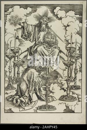 Albrecht Dürer. La visione dei sette candelabri, dall'Apocalisse. 1496-1498. Germania. Xilografia in nero su tan di cui la carta Foto Stock