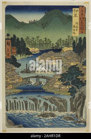 Utagawa Hiroshige. Izu Provincia Hot Springs del tempio Shuzen (Izu, Shuzenji tojiba), dalla serie luoghi famosi in sessanta-odd province (Rokujuyoshu meisho zue). 1853. Il Giappone. Colore stampa woodblock; oban Foto Stock