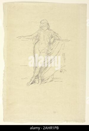 James McNeill Whistler. Poco figura drappeggiata, pendente. 1893. Stati Uniti. Trasferire litografia in bianco e nero in crema di latte di cui il Giapponese vellum Foto Stock