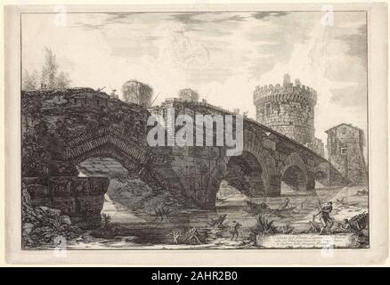 Giovanni Battista Piranesi. Vista del Ponte di Lugano sull'Anio, da vedute di Roma. 1763. L'Italia. Incisione su avorio pesanti di cui la carta Foto Stock