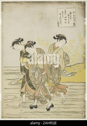 Suzuki Harunobu. Il Gioiello River a IDE (IDE Tamagawa no), da un untitled la serie di sei fiumi gioiello. 1762-1770. Il Giappone. Colore stampa woodblock; chuban Foto Stock