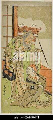 Katsukawa Shunsho. Gli attori Nakamura Utaemon I come Karashi Baba (a destra), e Ichikawa Danjuro IV come Sanshodayu (sinistra), nel gioco Kawaranu Hanasakae Hachi no Ki, eseguita presso il Teatro Nakamura nell'undicesimo mese, 1769. 1764-1774. Il Giappone. Colore stampa woodblock; hosoban Foto Stock