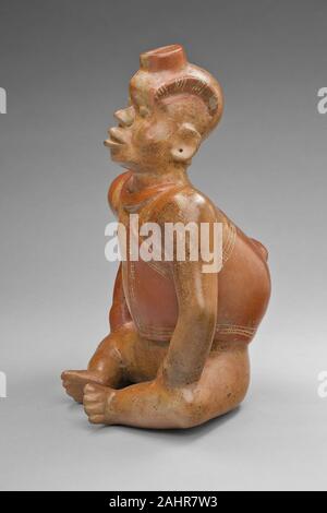 Colima. Vaso in forma di seduto Gobbo. 100 A.C. - 250 D.C. Colima stato. Ceramica e pigmento Foto Stock