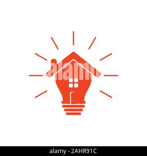 Shine home idea lampadina luce logo symbol vector Illustrazione Vettoriale