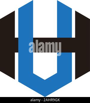 Lettera hv semplice esagonale simbolo geometrico vettore logo Illustrazione Vettoriale