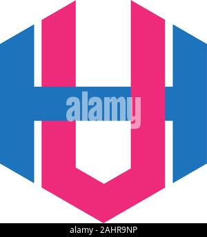 Lettera hv semplice esagonale simbolo geometrico vettore logo Illustrazione Vettoriale