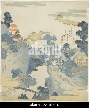 Utagawa Kuniyoshi. Vista in lontananza sul Monte Fuji all'alba di Hakone. 1823-1835. Il Giappone. Colore stampa woodblock; shikishiban, surimono Foto Stock