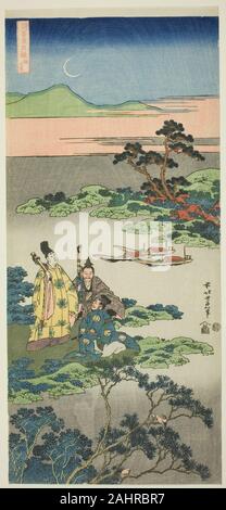 Katsushika Hokusai. Il Ministro Toru (Toru no Otodo), dalla serie di specchi di giapponese e cinese poesie (Shiika shashinkyo). 1828-1839. Il Giappone. Colore stampa woodblock; nagaban Foto Stock