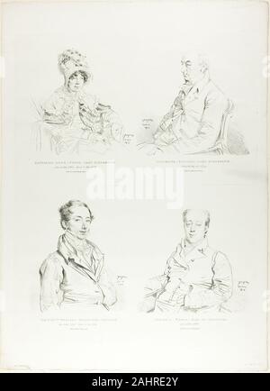 Jean Auguste Dominique Ingres. Quattro ritratti di famiglia. 1815. La Francia. Quattro litografie in nero su un foglio di carta velina avorio carta Foto Stock