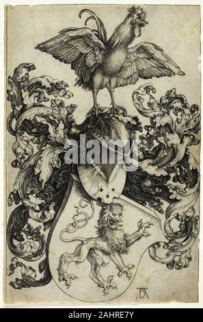 Albrecht Dürer. Stemma con Lion Gallo e. 1503. Germania. Incisione in nero su avorio di cui la carta Foto Stock