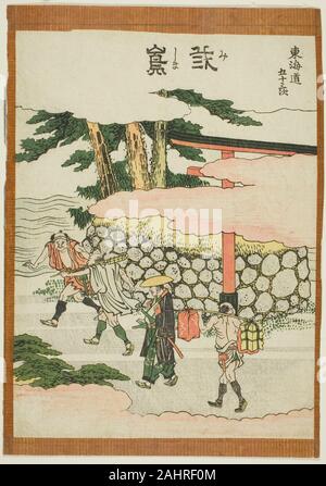 Katsushika Hokusai. Mishima, dalla serie di cinquanta tre stazioni della linea Tokaido (Tokaido gojusan tsugi). 1801-1811. Il Giappone. Colore stampa woodblock; chuban Foto Stock