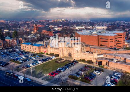 Struttura di correzione rivelando antenna shot, Lancaster County Jail in Pennsylvania, vista aerea Foto Stock