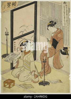 Suzuki Harunobu. La rettitudine (Gi), la serie di cinque virtù cardinali. 1767. Il Giappone. Colore stampa woodblock; chuban Foto Stock