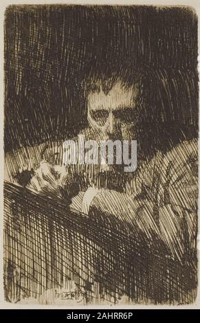 Anders Zorn. Un Painter-Etcher (Autoritratto). 1889. La Svezia. Incisione su avorio carta intessuta Foto Stock
