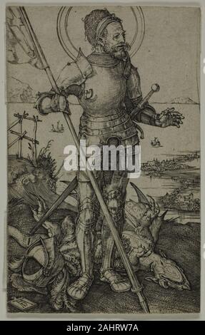 Albrecht Dürer. San Giorgio a piedi. 1502. Germania. Incisione in bianco e nero in crema di latte di cui la carta Foto Stock