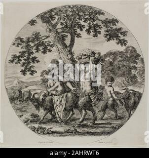 Stefano della Bella. Il satiro famiglia a piedi. 1657. L'Italia. Attacco sulla crema di latte di cui la carta del secondo membro di questa stampa è riconoscibile perché reca il nome dell'artista; il nome dell'editore, Pierre Mariette, più successivamente è stato aggiunto nel terzo stato. Foto Stock