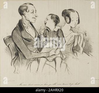 Daumier Honoré-Victorin. "La mia sorella era dire ieri, lei pensa che si sono semplicemente troppo brutto!", la piastra 37 da Croquis d 'espressioni. 1838. La Francia. Litografia in bianco e nero in crema carta intessuta con testo aggiunto in un altro canto e stampa tipografica verso, stabilite su tan carta intessuta Foto Stock