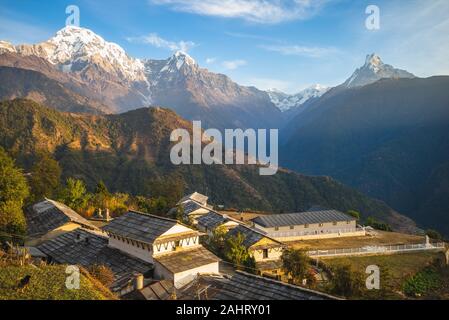 Scenario del villaggio di ghandruk vicino a Pokhara in Nepal Foto Stock