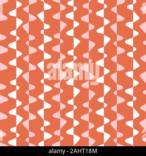 Le linee ondulate pattern. Abstract vector seamless ripetere il design dello sfondo in arancione, bianco e rosa. Illustrazione Vettoriale