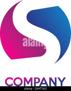 Lettera S Logo alfabetico Template Design, moderno astratto, Negatifspace, Yinyang, Lettermark concetto, Colorate, fresche, sportivo, blu, magenta Illustrazione Vettoriale