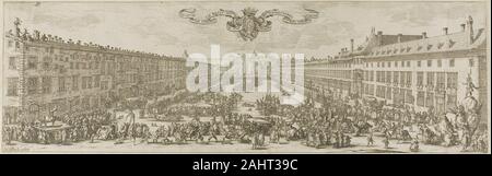 Jacques Callot. La Carrière a Nancy. 1612-1635. La Francia. Incisione su avorio di cui la carta incollata lungo il margine sinistro a crema carta intessuta Foto Stock