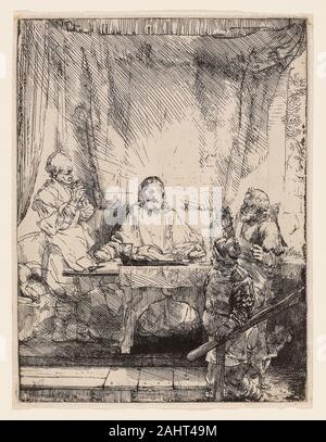 Rembrandt van Rijn. Il Cristo di Emmaus la piastra più grande. 1654. Holland. Incisione al bulino e puntasecca su avorio di cui la carta Foto Stock