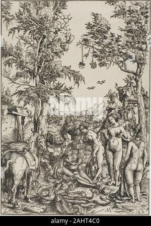 Lucas Cranach il Vecchio. La sentenza di Parigi. 1508. Germania. Xilografia in nero su avorio di cui la carta Foto Stock