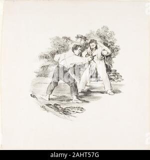 Francisco José de Goya y Lucientes. Duello moderno. 1825-1826. Spagna. Matita litografica e il raschiatore su avorio di cui la carta Foto Stock