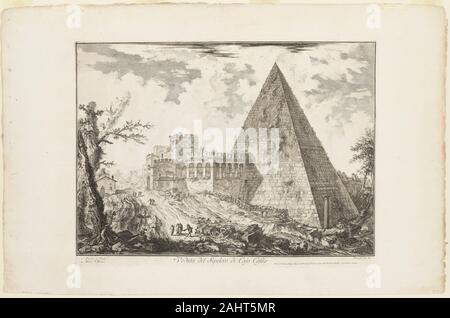 Giovanni Battista Piranesi. Vista della tomba a Piramide Cestia, da vedute di Roma. 1750-1759. L'Italia. Incisione su avorio pesanti di cui la carta Foto Stock