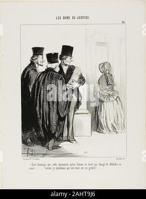 Daumier Honoré-Victorin. "Che peccato questa graziosa piccola Vergine non mi chiedete di presentare il suo caso in tribunale... Mi piacerebbe far valere che il marito è una canaglia...", piastra 24 da Les Gens De la giustizia. 1846. La Francia. Litografia in bianco e nero in avorio carta intessuta Foto Stock