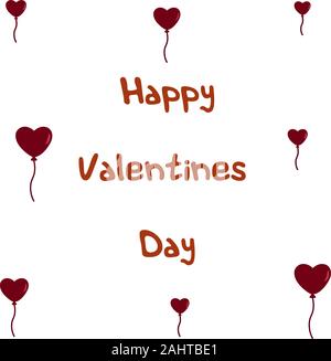 A forma di cuore palloncini. Iscrizione felice il giorno di San Valentino. Festa dell'amore, Febbraio 14th. Su sfondo bianco Illustrazione Vettoriale