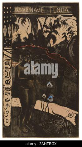 Paul Gauguin. Navata navata fenua (delizioso paese), da Noa Noa Suite. 1893-1894. La Francia. Legno-blocco di stampa a inchiostro nero, con mano-applicato rosso, blu, verde, giallo, rosso-arancio e grigio-argento acquerello su tan carta intessuta Foto Stock