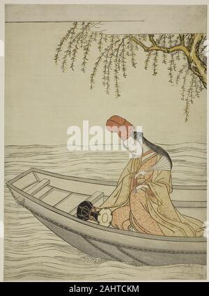 Suzuki Harunobu. Shirabyoshi ballerino in barca Asazuma. 1761-1770. Il Giappone. Colore stampa woodblock; chuban Foto Stock