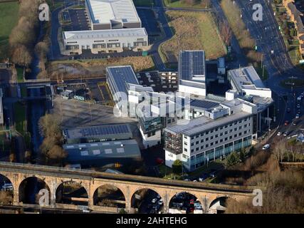 Vista aerea del UCLAN, University of Central Lancashire, Burnley Campus, Lancashire Foto Stock