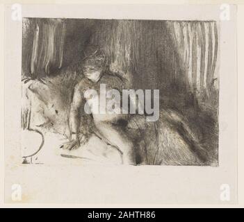 Hilaire Germain Edgar Degas. In attesa. 1874-1884. La Francia. Monotype in tracce nerastre-inchiostro marrone su grigio-avorio carta di cina Foto Stock