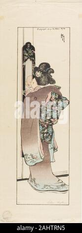 Helen Hyde. Lo specchio. 1904. Stati Uniti. Xilografia di colore crema sulla carta giapponese Foto Stock