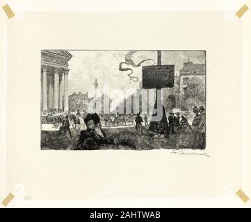 Louis Auguste Lepère. Angolo della Rue Royale, piastra di sedici da Le Long de la Seine et des Boulevards. 1890. La Francia. Incisione su legno nero in crema tessuto giapponese Foto Stock