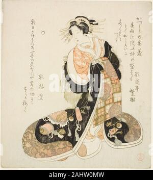 Kubo Shunman. La rettitudine (Gi), la serie di cinque progetti per la Poesia Katsushika Circle (Katsushika goban). 1810-1814. Il Giappone. Colore stampa woodblock; shikishiban, surimono Foto Stock