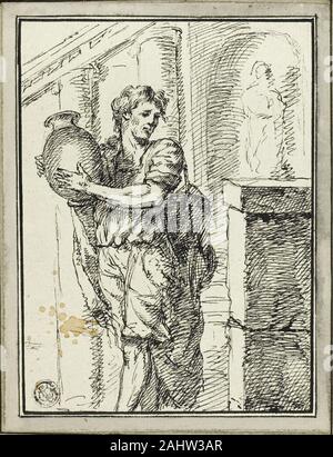 David Pierre Giottino Humbert de Superville. Uomo vaso di contenimento. 1785. Holland. Penna e inchiostro nero su avorio carta vergata, ribaltamento sul grigio di cui la carta Foto Stock