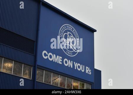 Londra, Regno Unito. Il 1° gennaio 2019. Dettaglio dello stadio durante il cielo di scommessa match del campionato tra Queens Park Rangers e Cardiff City a Loftus Road Stadium, Londra mercoledì 1 gennaio 2020. (Credit: Ivan Yordanov | MI News) La fotografia può essere utilizzata solo per il giornale e/o rivista scopi editoriali, è richiesta una licenza per uso commerciale Credito: MI News & Sport /Alamy Live News Foto Stock