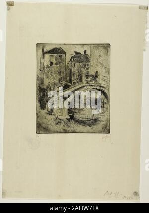 Robert Frederick Blum. Canale veneziano e ponti. 1886. Stati Uniti. Incisione su avorio di cui la carta Foto Stock