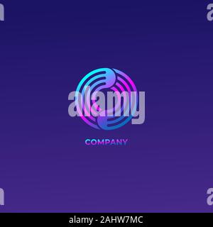 Segnale di rotazione onde Logo, Lettera O Logo alfabetico concetto, il logo colorato modello di disegno, un cerchio, un arcobaleno di colori di gradazione Illustrazione Vettoriale