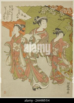 Isoda Koryusai. Ono no Komachi Visita tempio di Kiyomizu, dalla serie il quartiere alla moda di sette Komachi (Furyu nana Komachi). 1765-1777. Il Giappone. Colore stampa woodblock; chuban Foto Stock