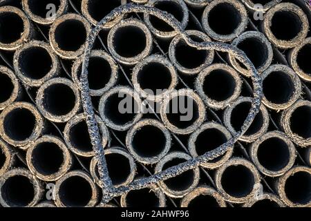 Resti di un olocausto scatola di fuochi d'artificio. Foto Stock