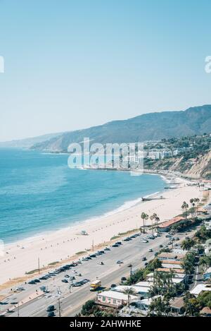 Vista della costa del Pacifico in Pacific Palisades, Los Angeles, California Foto Stock