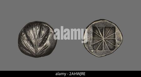 Il Greco antico. Didrachm (moneta) raffigurante una foglia di prezzemolo. 520 BC-490 BC. Selinunte. Argento Foto Stock