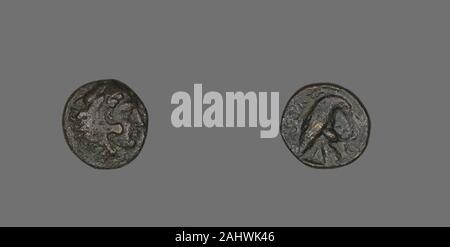 Il Greco antico. Moneta raffigurante l eroe Eracle. 381 BC-369 BC. La Macedonia. Bronzo Foto Stock