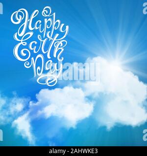 Happy Earth Day poster con scritte a mano. Illustrazione Vettoriale. Illustrazione Vettoriale