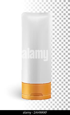Prodotto cosmetico su sfondo bianco. Pacchetto per la crema, zuppe, schiume, shampoo. Illustrazione Vettoriale. Illustrazione Vettoriale