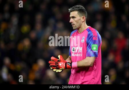 Il palazzo di cristallo portiere Vicente Guaita durante il match di Premier League a Carrow Road, Norwich. Foto Stock